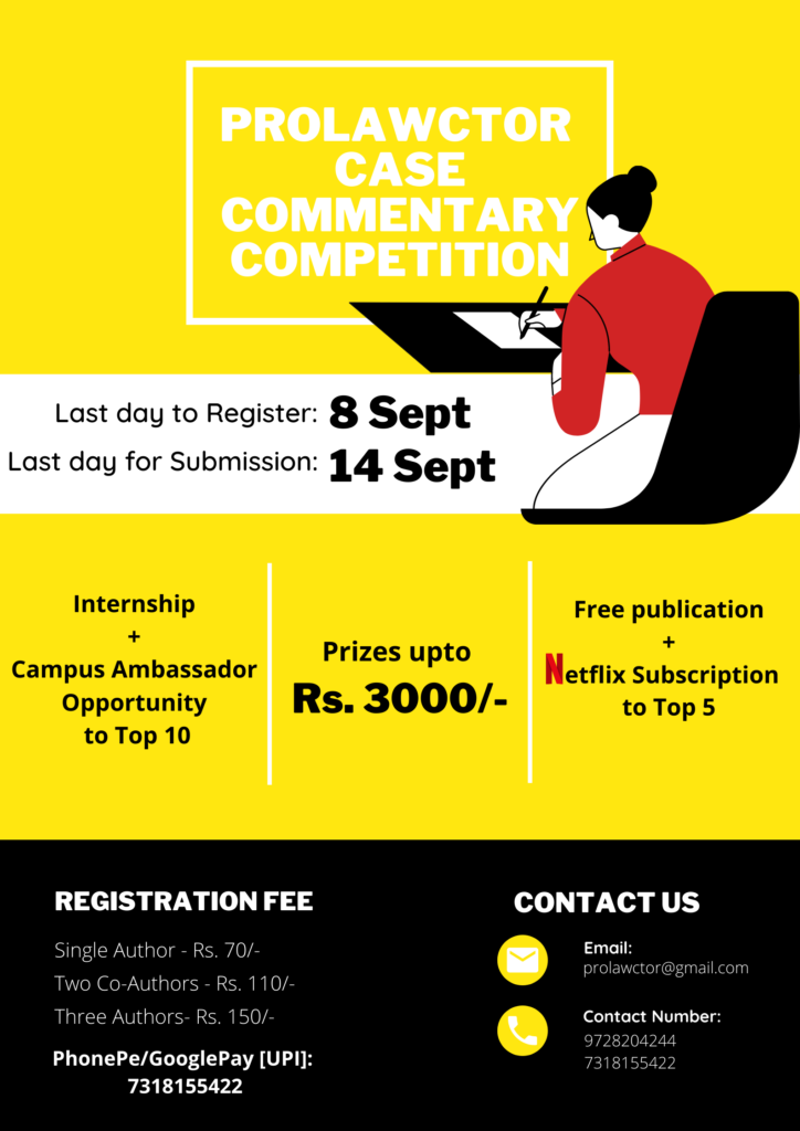 [Date Extended]Prolawctor Case Commentary Competition: Register by 2 September 2020